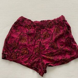 Anthropologie XL hot pink paisley print shorts with stretch waist